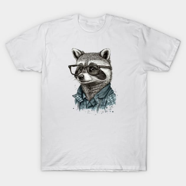 A raccoon with glasses T-Shirt by Evgeny